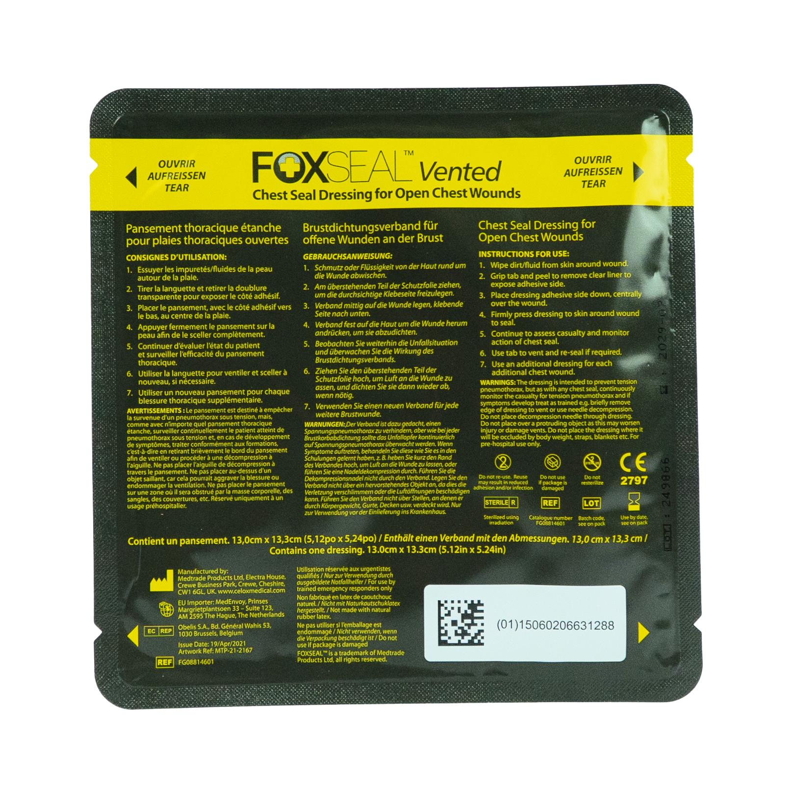 Foxseal™ Vented Chest Seal – 512 - Ventil Thoraxpflaster - Critical Knowledge
